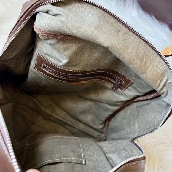 Alejandra's Artisan Leather Yellow & Brown Rare Bowling Bag Style Handbag - Picture 4 of 11